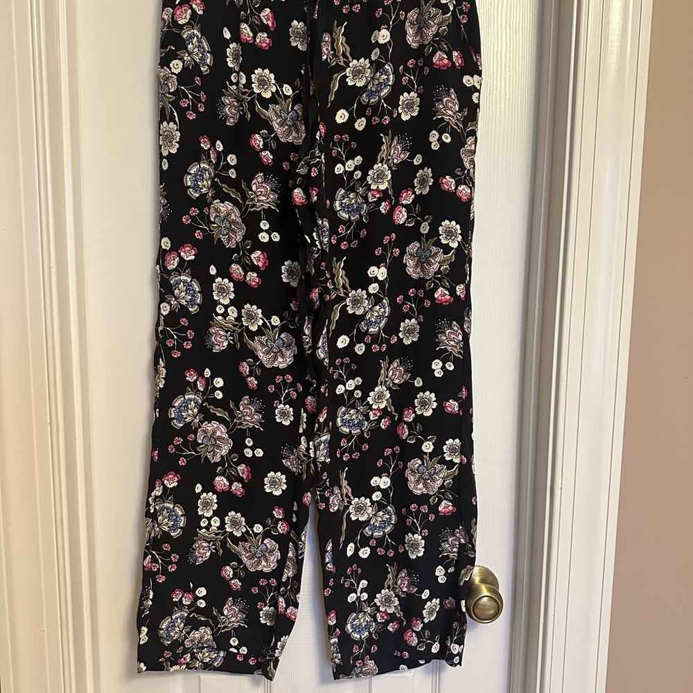LOFT Black Floral Pants